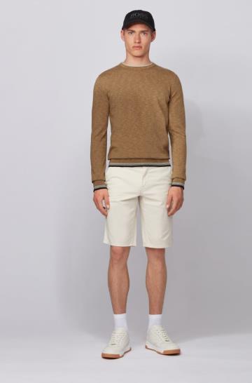 Sweter BOSS Melange Cotton Beżowe Męskie (Pl59721)